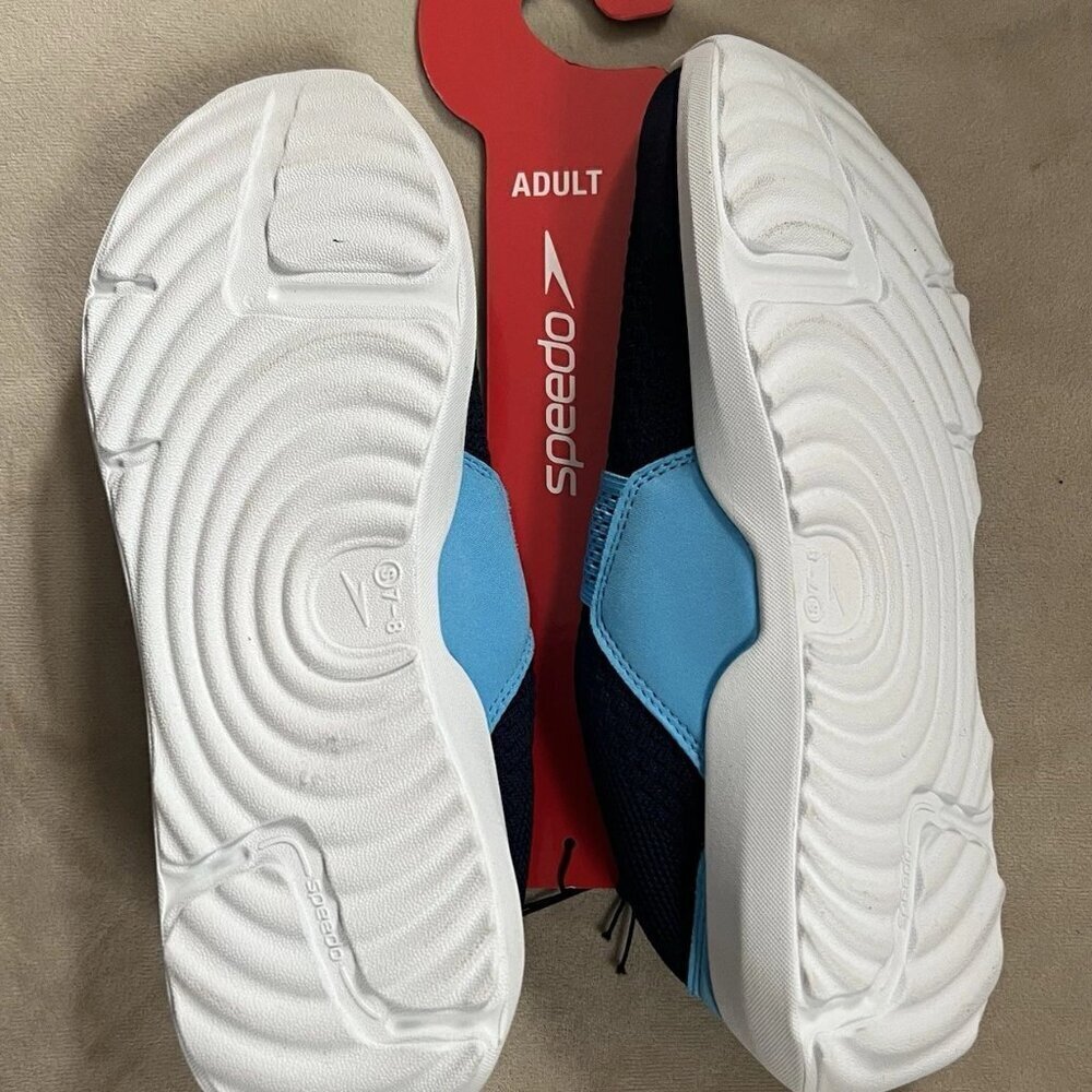 NEW Speedo Men’s Pull On Water Shoes Aqua Socks - Navy Blue Small 7/8 - Picture 2 of 5